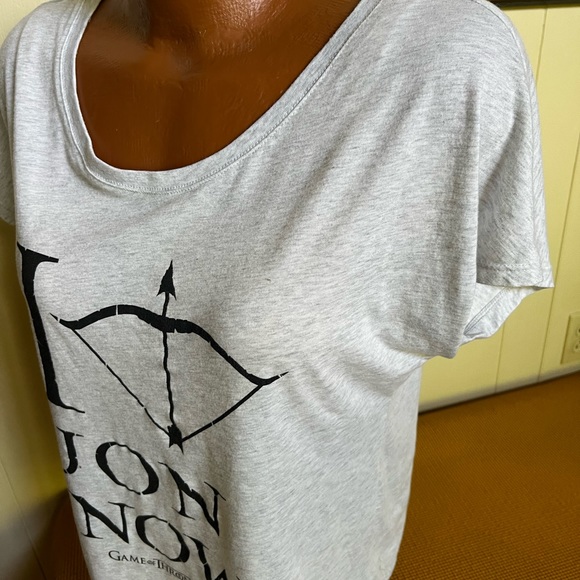 Game of Thrones I heart Jon Snow womens t-shirt L super nice!  Drop sleeve - Picture 3 of 6